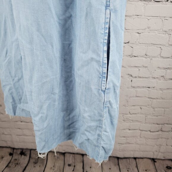 Cloth & Stone Anthropologie Blue Chambray Short Sleeve Dress Size Large L - Picture 10 of 15
